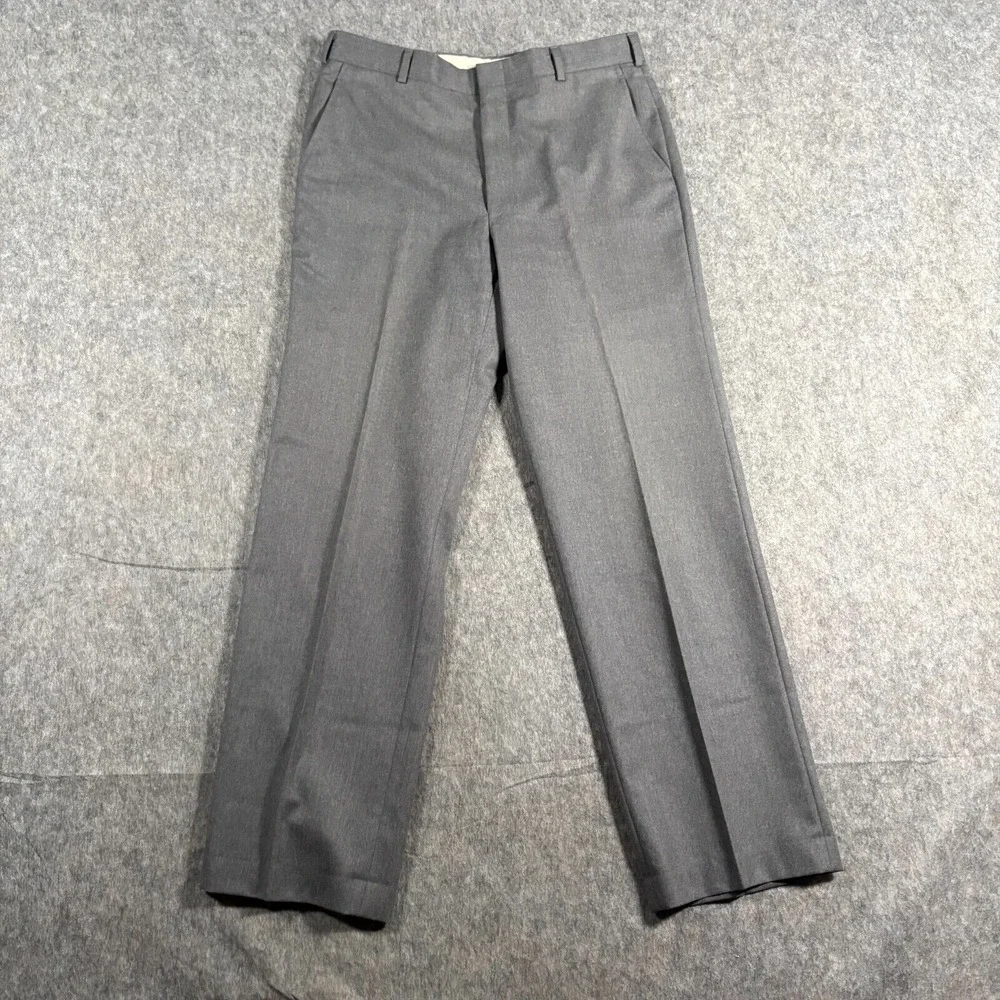 John Alexander Men's Dress Pants Size 34 Hartmarx Grey Flat Front Straight Leg‎